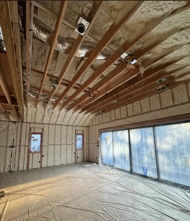 Interior walls and ceiling insulated with spray foam during new construction in Butte-Silver Bow